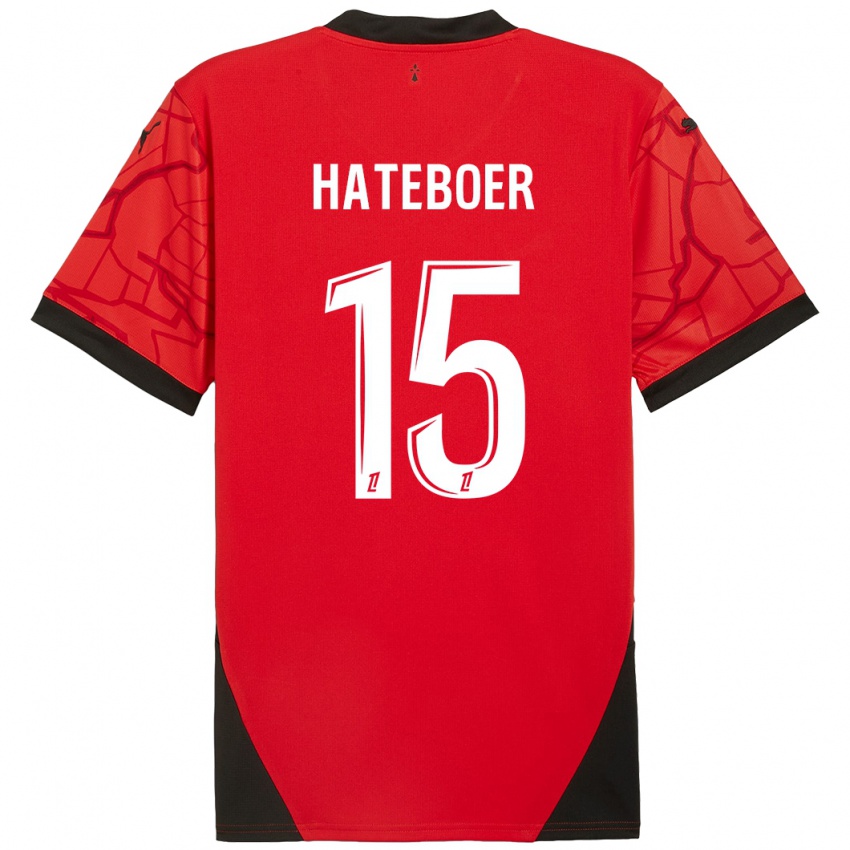 Børn Hans Hateboer #15 Rød Sort Hjemmebane Spillertrøjer 2024/25 Trøje T-Shirt