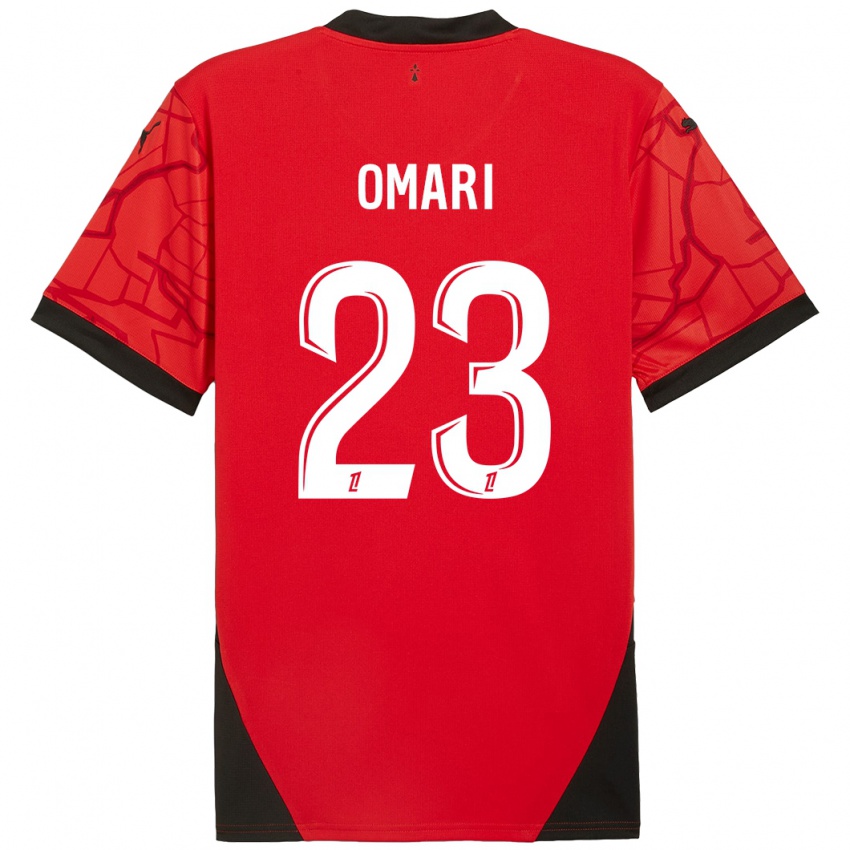 Børn Warmed Omari #23 Rød Sort Hjemmebane Spillertrøjer 2024/25 Trøje T-Shirt