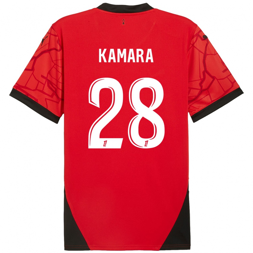 Børn Glen Kamara #28 Rød Sort Hjemmebane Spillertrøjer 2024/25 Trøje T-Shirt