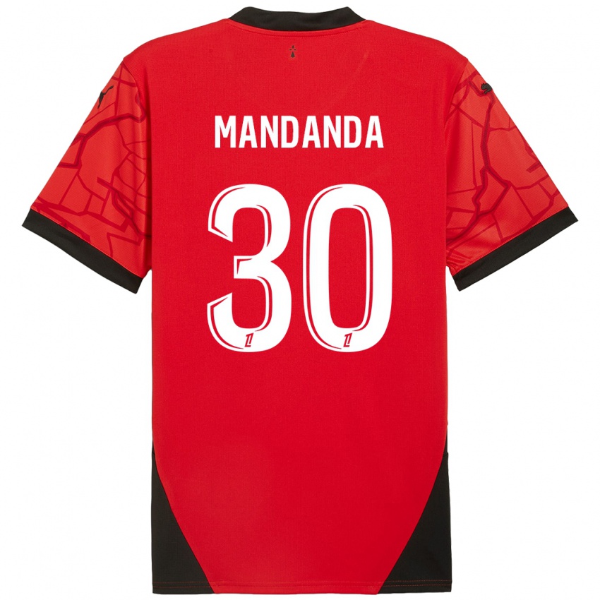 Børn Steve Mandanda #30 Rød Sort Hjemmebane Spillertrøjer 2024/25 Trøje T-Shirt