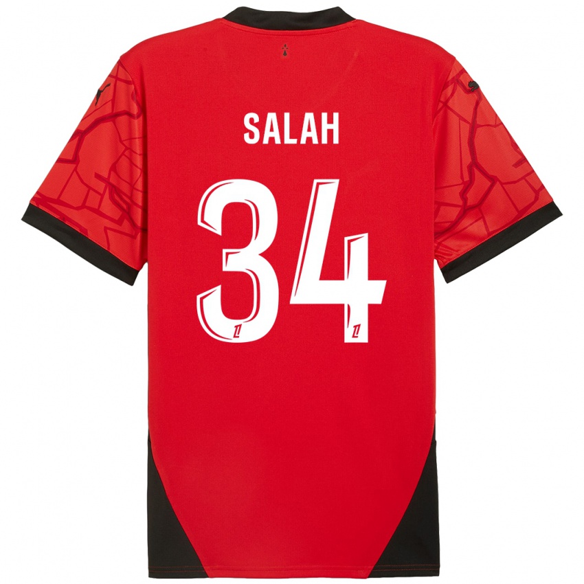 Børn Ibrahim Salah #34 Rød Sort Hjemmebane Spillertrøjer 2024/25 Trøje T-Shirt