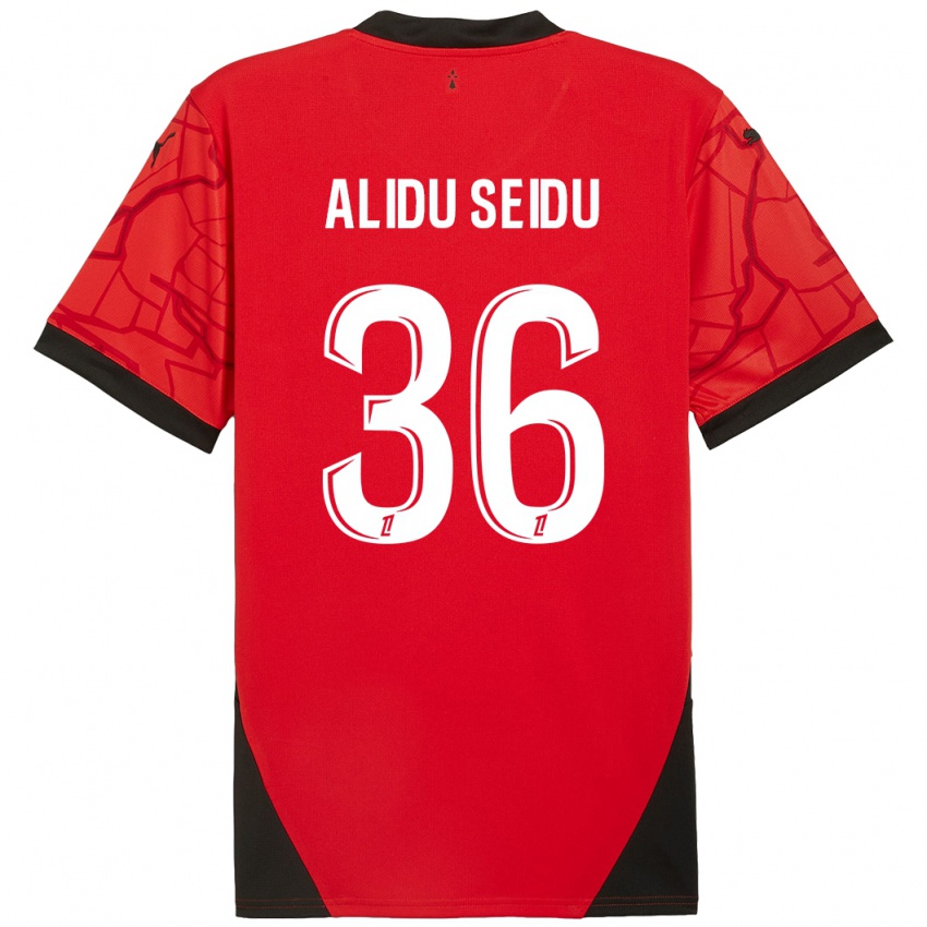 Børn Alidu Seidu #36 Rød Sort Hjemmebane Spillertrøjer 2024/25 Trøje T-Shirt