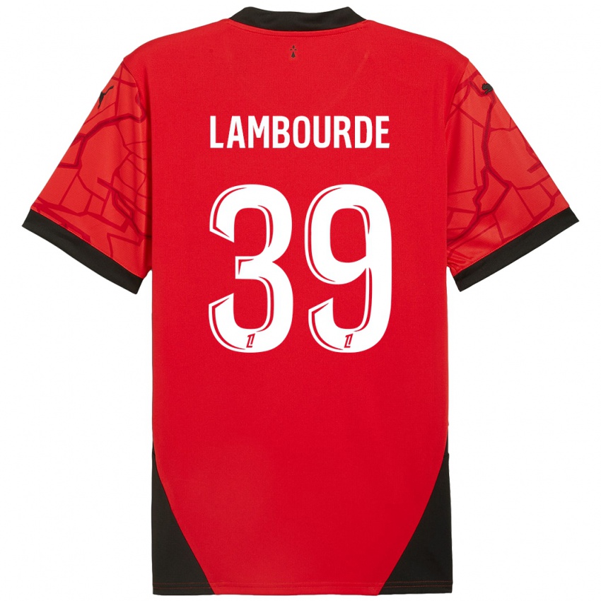 Børn Mathis Lambourde #39 Rød Sort Hjemmebane Spillertrøjer 2024/25 Trøje T-Shirt