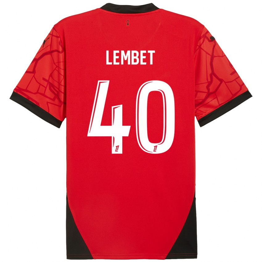 Børn Geoffrey Lembet #40 Rød Sort Hjemmebane Spillertrøjer 2024/25 Trøje T-Shirt