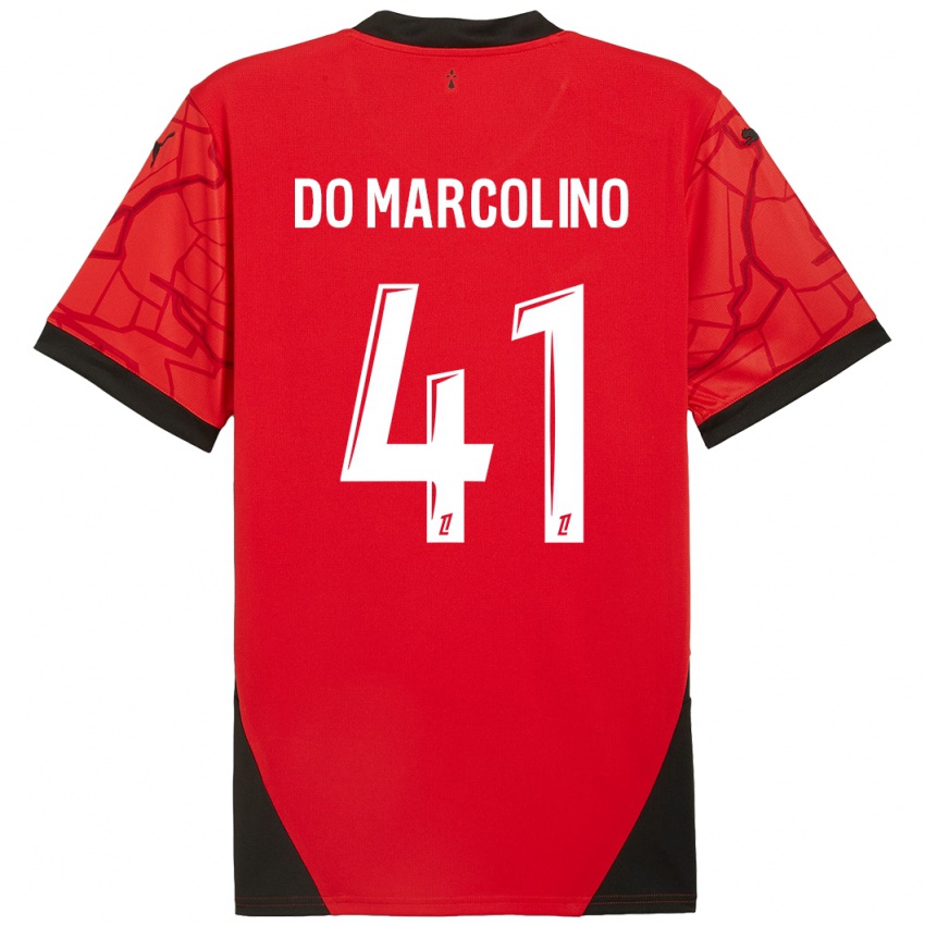 Børn Alan Do Marcolino #41 Rød Sort Hjemmebane Spillertrøjer 2024/25 Trøje T-Shirt