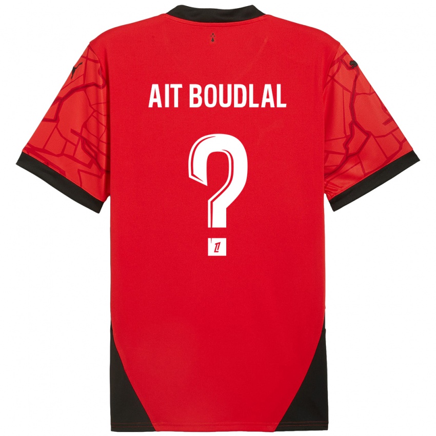 Børn Abdelhamid Ait Boudlal #0 Rød Sort Hjemmebane Spillertrøjer 2024/25 Trøje T-Shirt