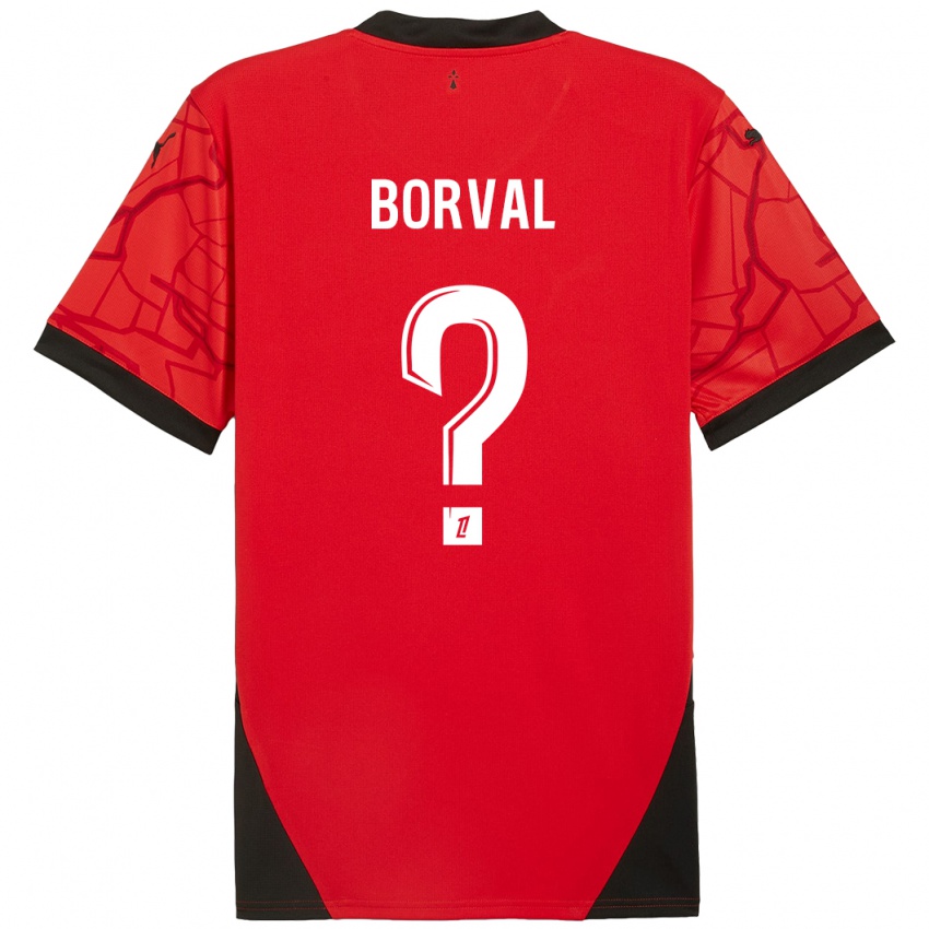 Børn Cyril Borval #0 Rød Sort Hjemmebane Spillertrøjer 2024/25 Trøje T-Shirt