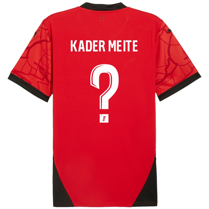 Børn Mohamed Kader Meïté #0 Rød Sort Hjemmebane Spillertrøjer 2024/25 Trøje T-Shirt