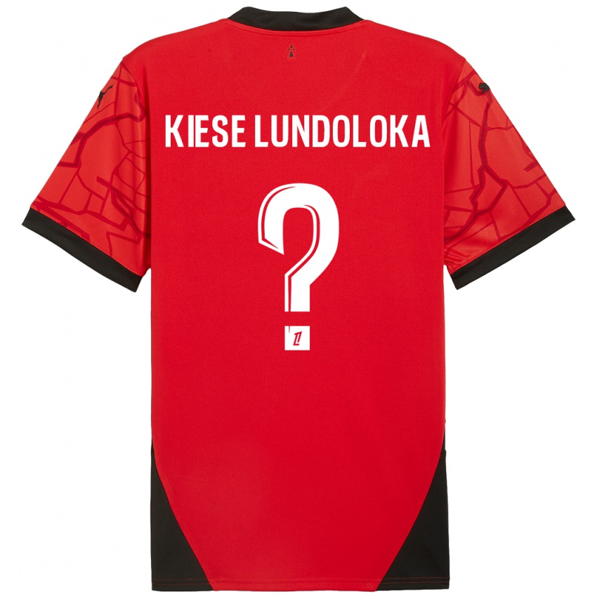 Børn Jeanslor Kiese Lundoloka #0 Rød Sort Hjemmebane Spillertrøjer 2024/25 Trøje T-Shirt