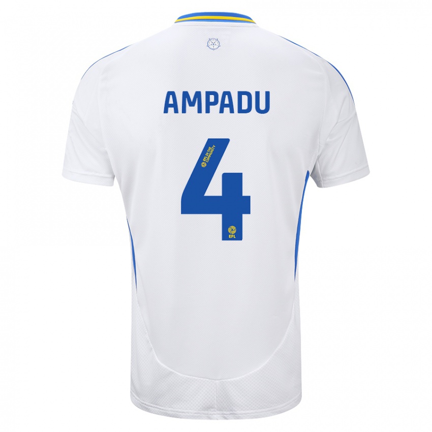 Børn Ethan Ampadu #4 Hvid Blå Hjemmebane Spillertrøjer 2024/25 Trøje T-Shirt