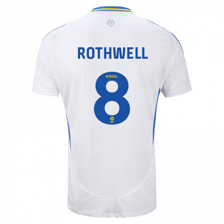 Børn Joe Rothwell #8 Hvid Blå Hjemmebane Spillertrøjer 2024/25 Trøje T-Shirt