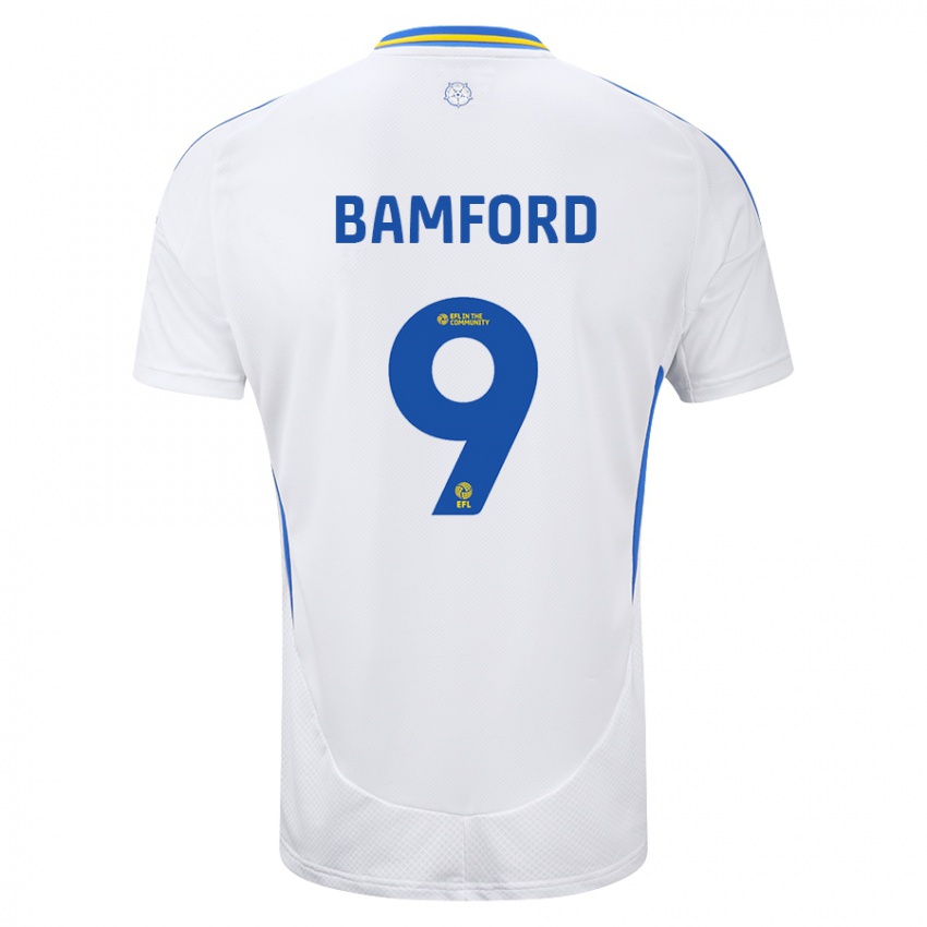 Børn Patrick Bamford #9 Hvid Blå Hjemmebane Spillertrøjer 2024/25 Trøje T-Shirt