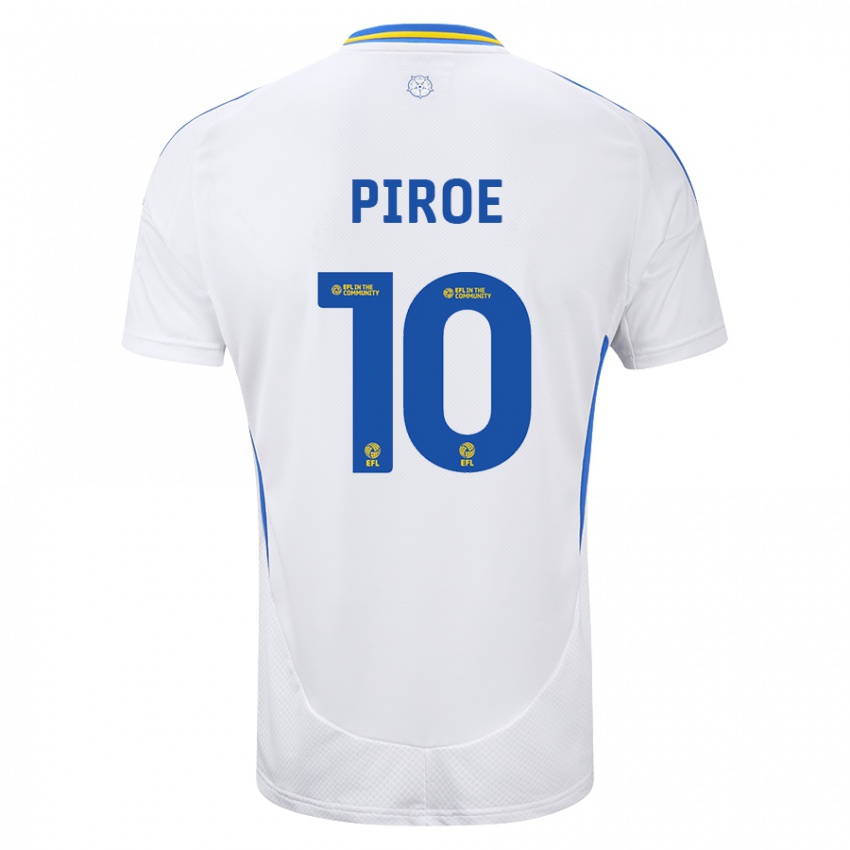 Børn Joël Piroe #10 Hvid Blå Hjemmebane Spillertrøjer 2024/25 Trøje T-Shirt