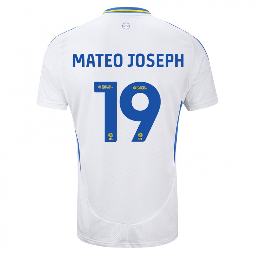 Børn Mateo Joseph #19 Hvid Blå Hjemmebane Spillertrøjer 2024/25 Trøje T-Shirt