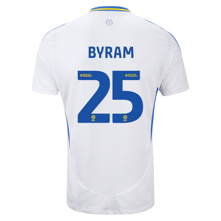 Børn Sam Byram #25 Hvid Blå Hjemmebane Spillertrøjer 2024/25 Trøje T-Shirt