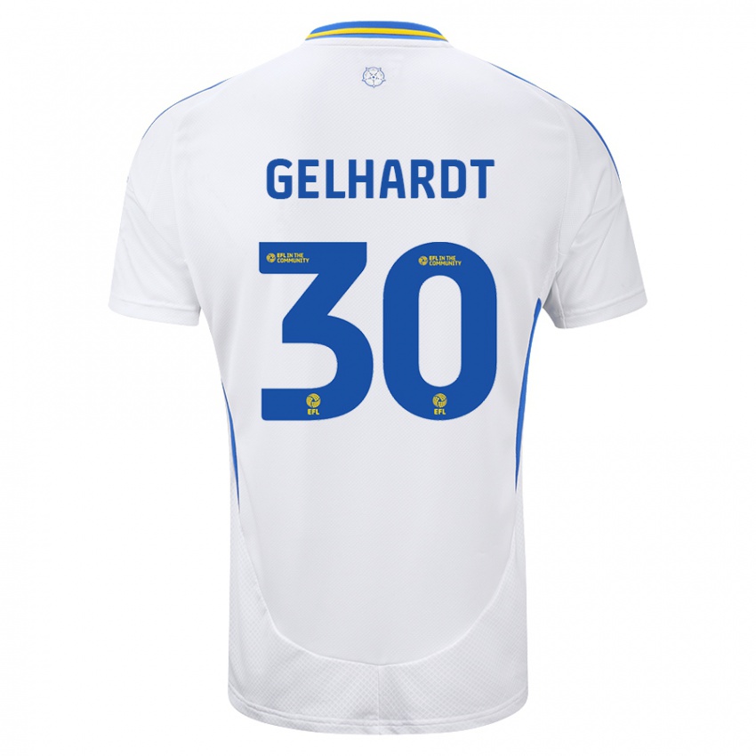 Børn Joe Gelhardt #30 Hvid Blå Hjemmebane Spillertrøjer 2024/25 Trøje T-Shirt