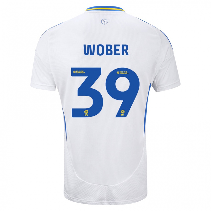 Børn Maximilian Wöber #39 Hvid Blå Hjemmebane Spillertrøjer 2024/25 Trøje T-Shirt