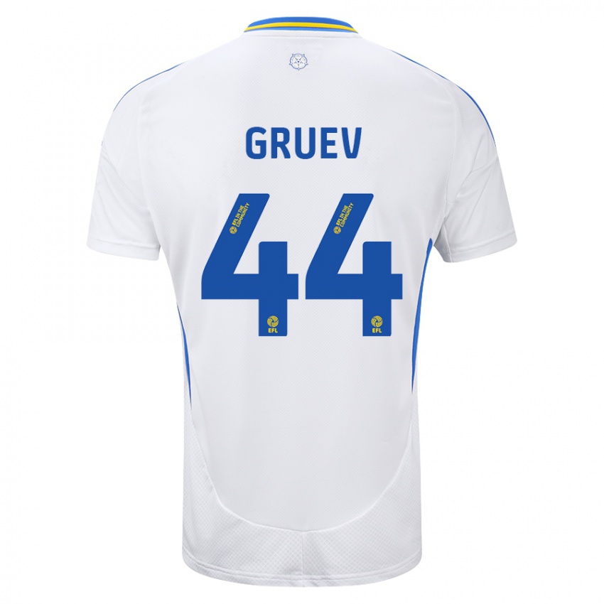 Børn Ilia Gruev #44 Hvid Blå Hjemmebane Spillertrøjer 2024/25 Trøje T-Shirt