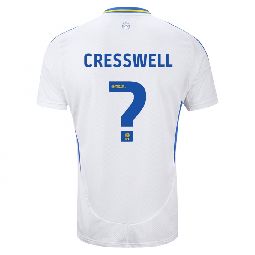 Børn Alfie Cresswell #0 Hvid Blå Hjemmebane Spillertrøjer 2024/25 Trøje T-Shirt