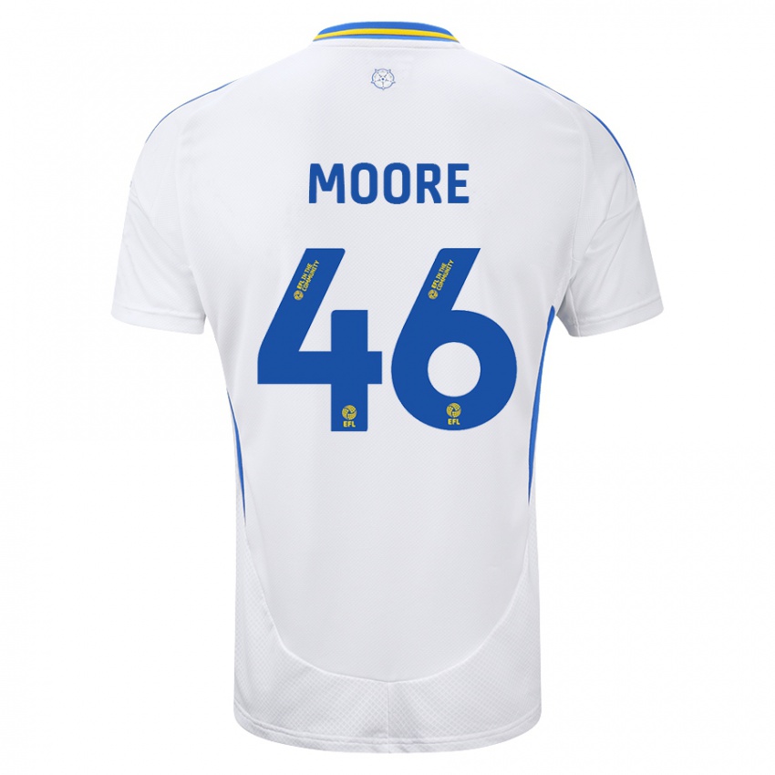 Børn Kris Moore #46 Hvid Blå Hjemmebane Spillertrøjer 2024/25 Trøje T-Shirt