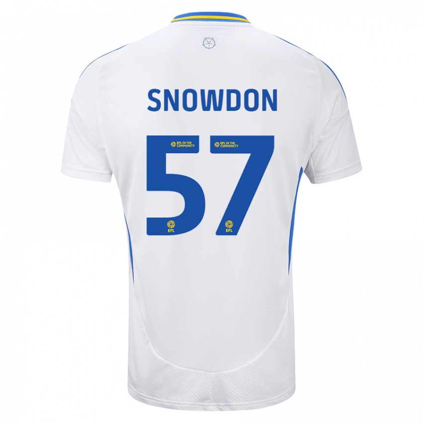 Børn Joe Snowdon #57 Hvid Blå Hjemmebane Spillertrøjer 2024/25 Trøje T-Shirt