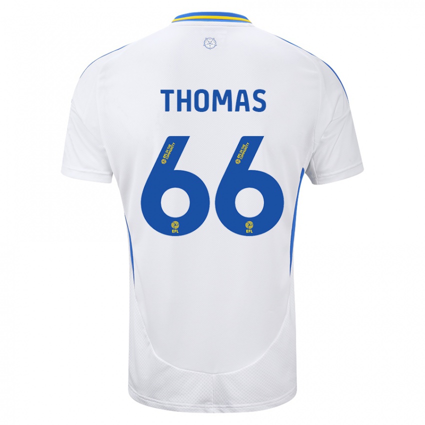 Børn Luca Thomas #66 Hvid Blå Hjemmebane Spillertrøjer 2024/25 Trøje T-Shirt