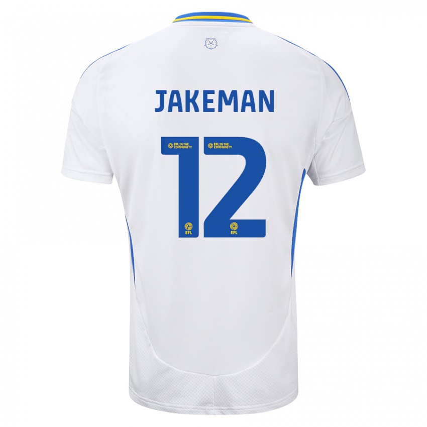 Børn Harriet Jakeman #12 Hvid Blå Hjemmebane Spillertrøjer 2024/25 Trøje T-Shirt