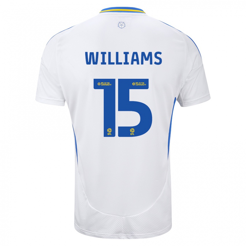 Børn Paige Williams #15 Hvid Blå Hjemmebane Spillertrøjer 2024/25 Trøje T-Shirt