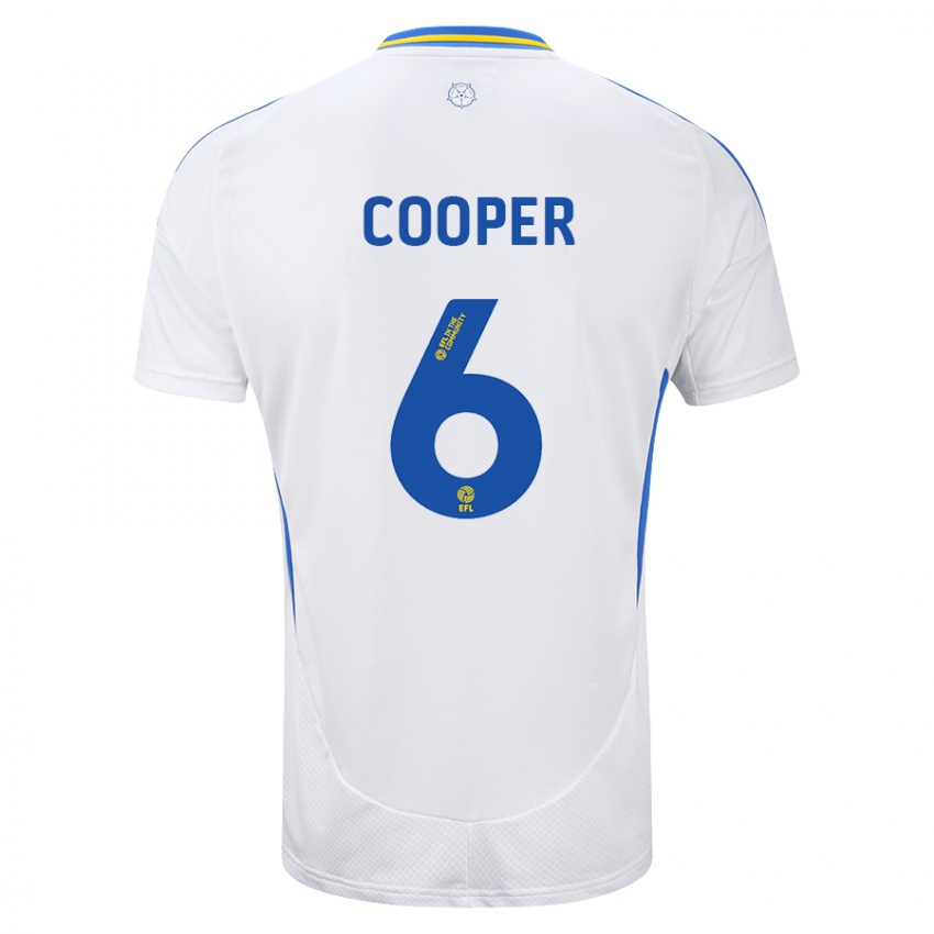 Børn Liam Cooper #6 Hvid Blå Hjemmebane Spillertrøjer 2024/25 Trøje T-Shirt