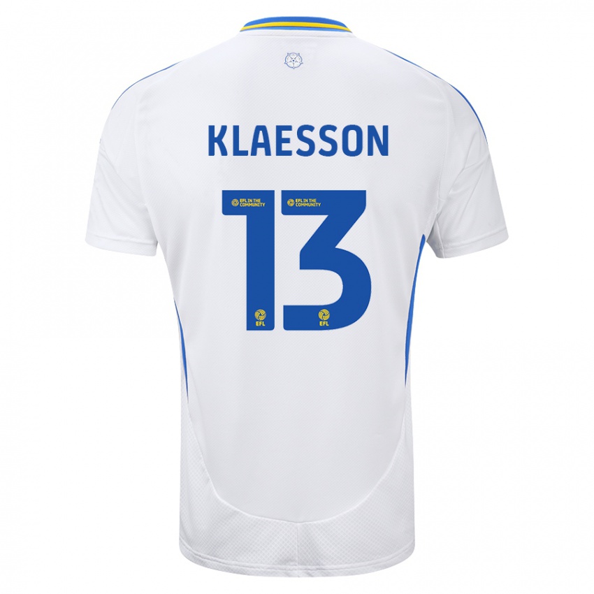 Børn Kristoffer Klaesson #13 Hvid Blå Hjemmebane Spillertrøjer 2024/25 Trøje T-Shirt