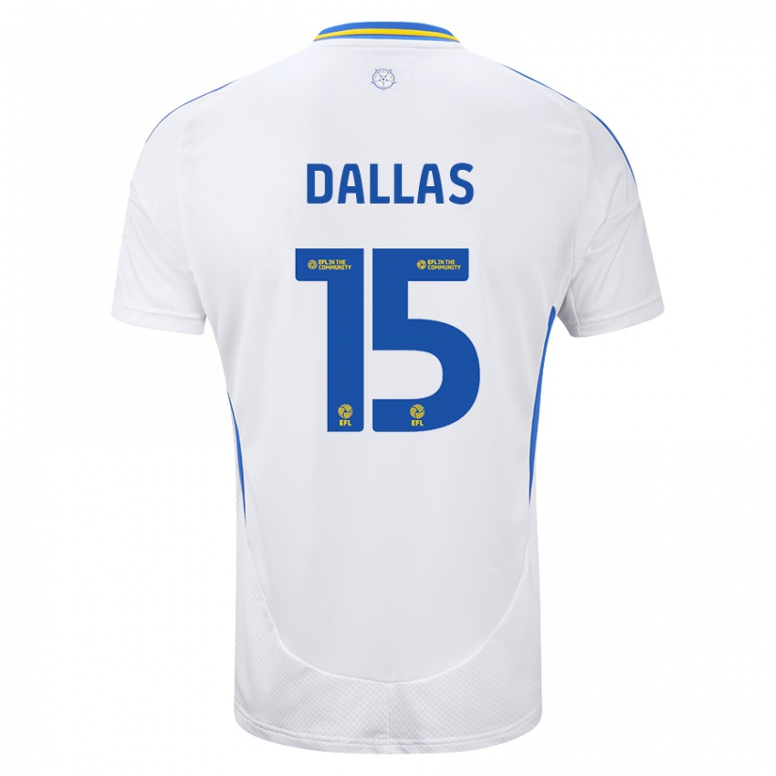 Børn Stuart Dallas #15 Hvid Blå Hjemmebane Spillertrøjer 2024/25 Trøje T-Shirt