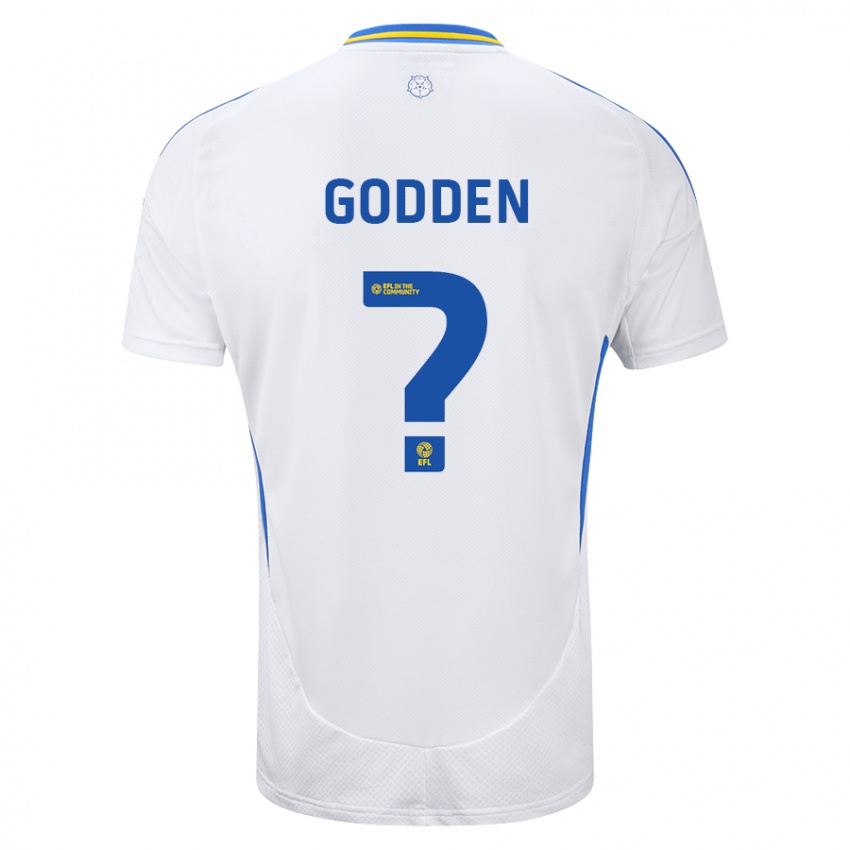 Børn Scott Godden #0 Hvid Blå Hjemmebane Spillertrøjer 2024/25 Trøje T-Shirt