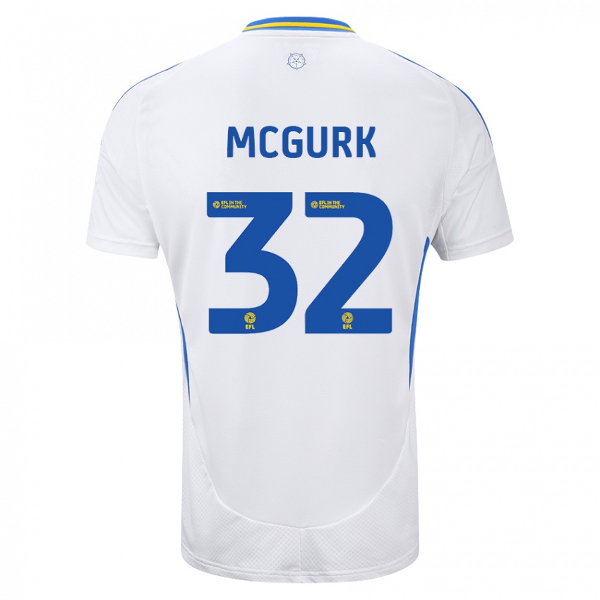 Børn Sean Mcgurk #32 Hvid Blå Hjemmebane Spillertrøjer 2024/25 Trøje T-Shirt