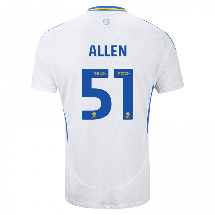 Børn Charlie Allen #51 Hvid Blå Hjemmebane Spillertrøjer 2024/25 Trøje T-Shirt