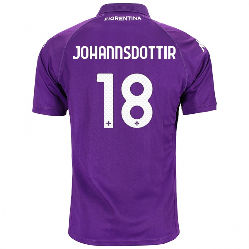 Børn Alexandra Jóhannsdóttir #18 Lilla Hjemmebane Spillertrøjer 2024/25 Trøje T-Shirt