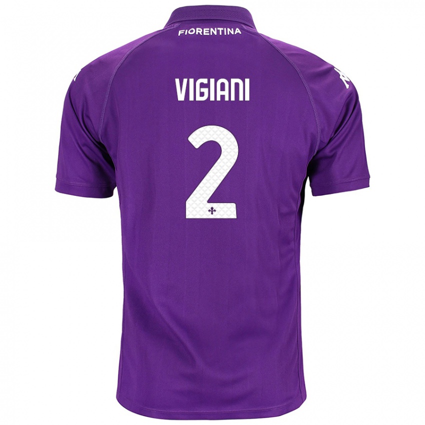 Børn Lorenzo Vigiani #2 Lilla Hjemmebane Spillertrøjer 2024/25 Trøje T-Shirt