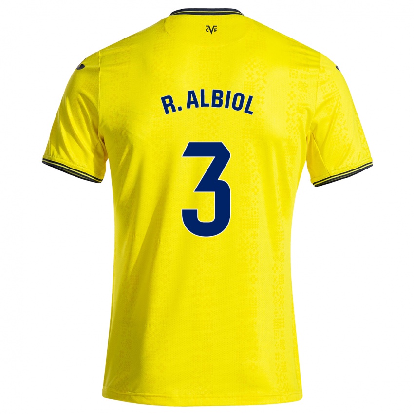 Børn Raúl Albiol #3 Gul Sort Hjemmebane Spillertrøjer 2024/25 Trøje T-Shirt