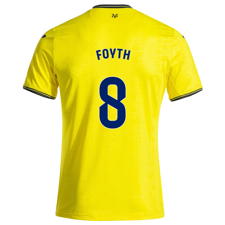 Børn Juan Foyth #8 Gul Sort Hjemmebane Spillertrøjer 2024/25 Trøje T-Shirt