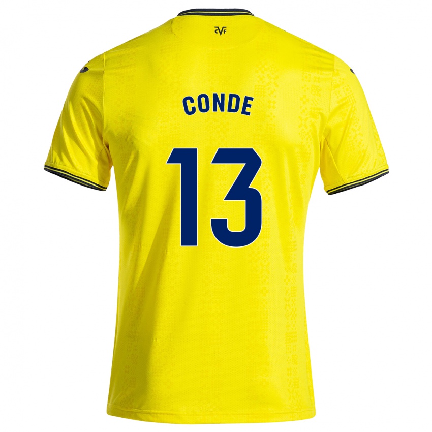 Børn Diego Conde #13 Gul Sort Hjemmebane Spillertrøjer 2024/25 Trøje T-Shirt