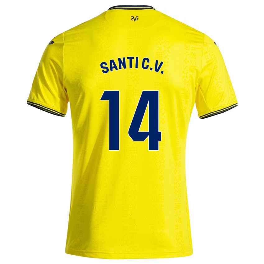 Børn Santi Comesaña #14 Gul Sort Hjemmebane Spillertrøjer 2024/25 Trøje T-Shirt