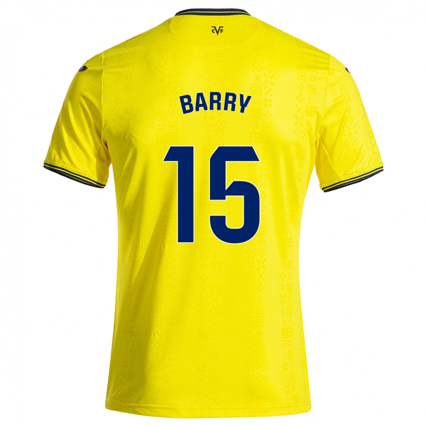 Børn Thierno Barry #15 Gul Sort Hjemmebane Spillertrøjer 2024/25 Trøje T-Shirt