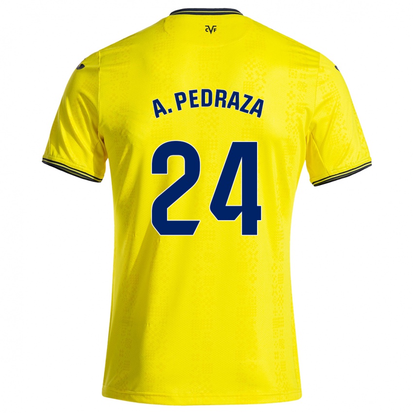 Børn Alfonso Pedraza #24 Gul Sort Hjemmebane Spillertrøjer 2024/25 Trøje T-Shirt