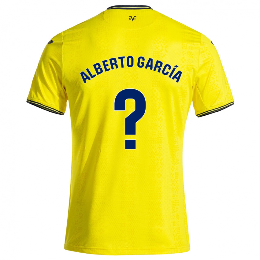 Børn Alberto García #0 Gul Sort Hjemmebane Spillertrøjer 2024/25 Trøje T-Shirt