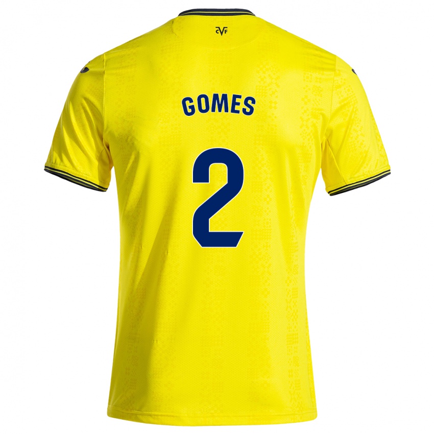 Børn Vique Gomes #2 Gul Sort Hjemmebane Spillertrøjer 2024/25 Trøje T-Shirt