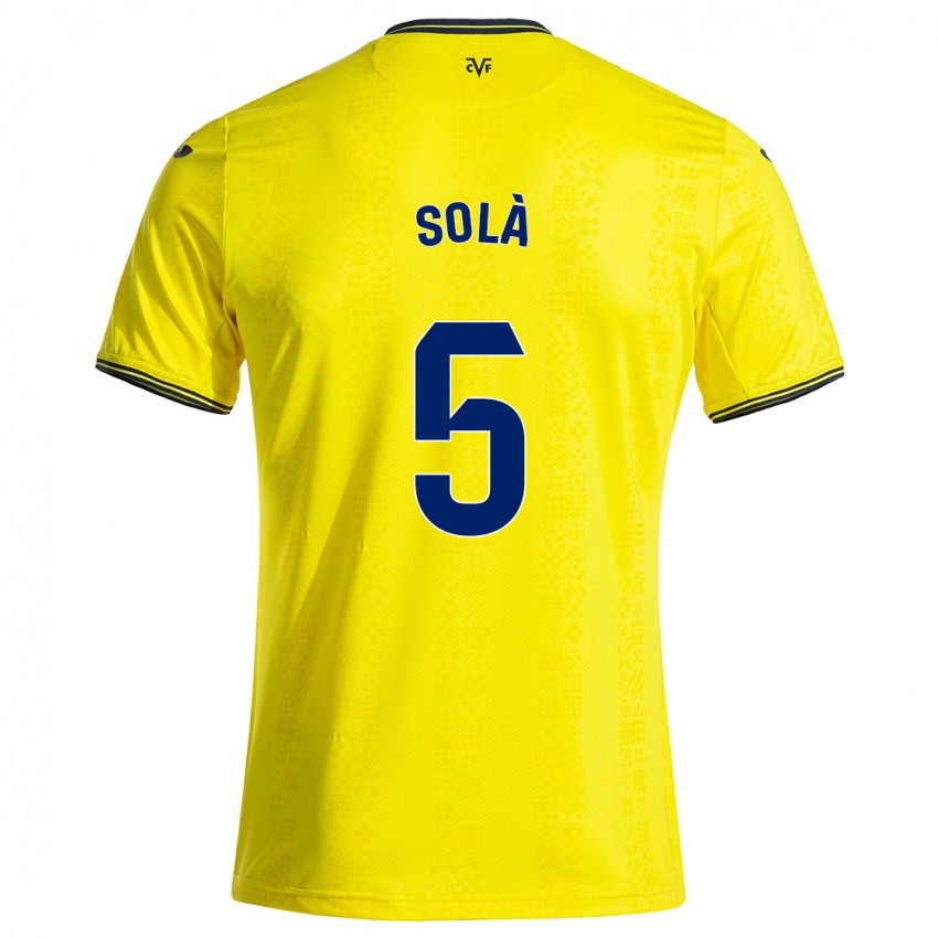 Børn Arnau Solà #5 Gul Sort Hjemmebane Spillertrøjer 2024/25 Trøje T-Shirt