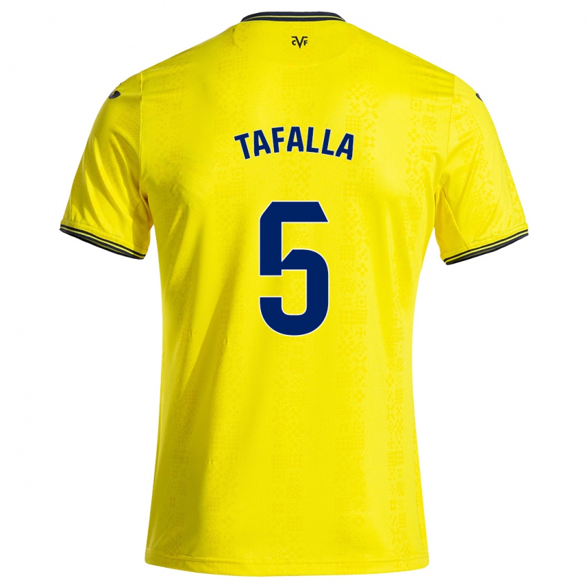 Børn Fran Tafalla #5 Gul Sort Hjemmebane Spillertrøjer 2024/25 Trøje T-Shirt