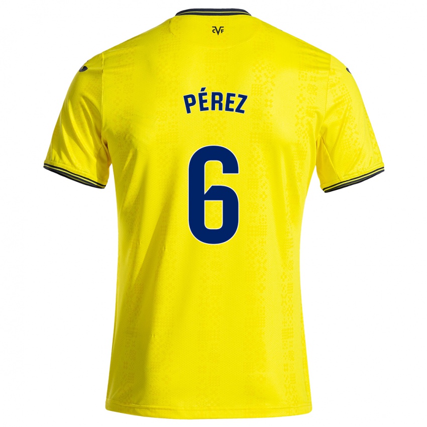 Børn Hugo Pérez #6 Gul Sort Hjemmebane Spillertrøjer 2024/25 Trøje T-Shirt