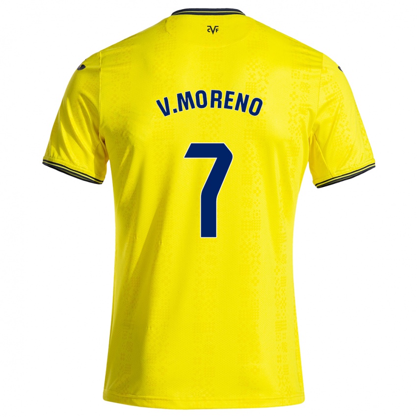 Børn Víctor Moreno #7 Gul Sort Hjemmebane Spillertrøjer 2024/25 Trøje T-Shirt