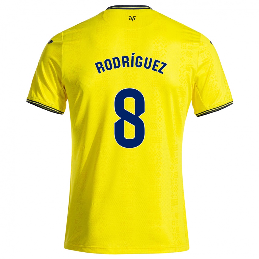 Børn Unai Rodríguez #8 Gul Sort Hjemmebane Spillertrøjer 2024/25 Trøje T-Shirt