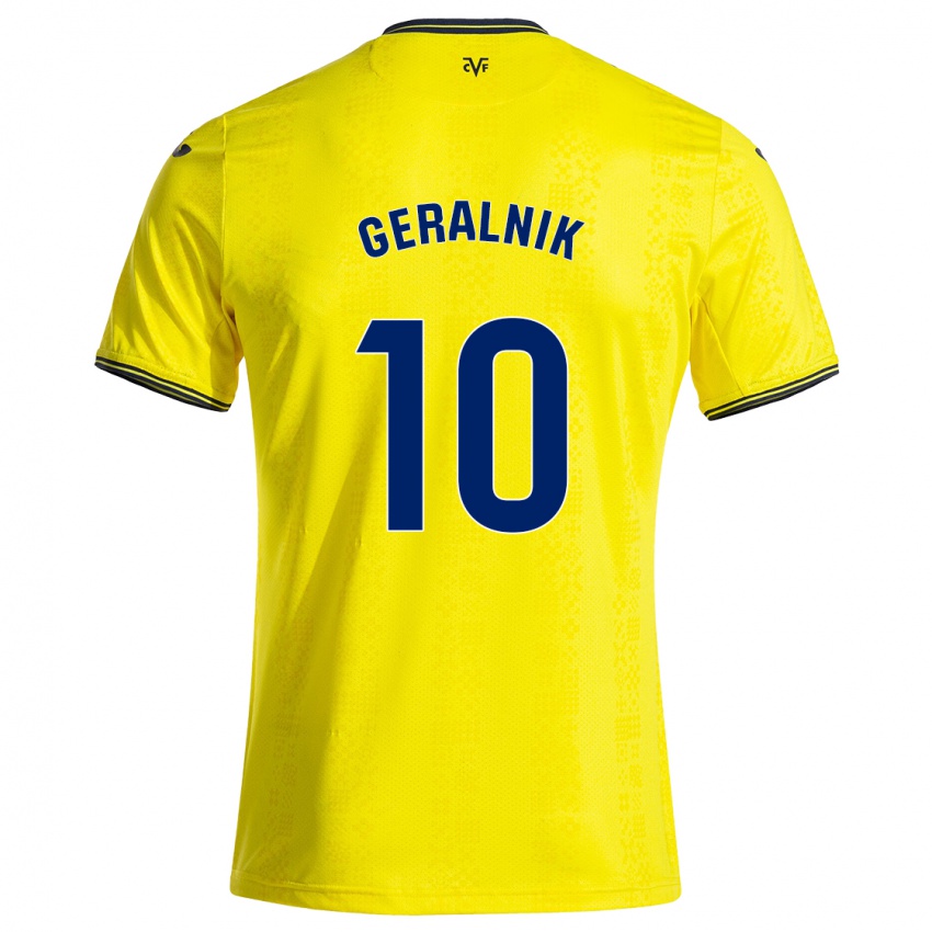 Børn Tiago Geralnik #10 Gul Sort Hjemmebane Spillertrøjer 2024/25 Trøje T-Shirt